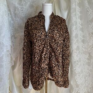 Cheetah Print Sequined Zip-Up Jacket